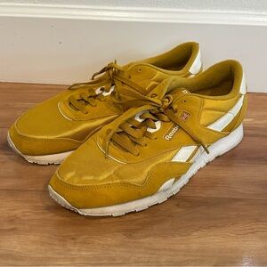 Reebok Classic Nylon Sneakers Mustard Yellow Suede Mesh Men’s Size 11 Retro